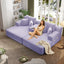 LLappuil 2 Piece Chaise Lounge Chair Indoor, Corduroy Boneless Sofa Bed, Deep Seat Sleeper Couch Reading Chairs, Cloud Sofas Couches for Living Room, No Assembly Required Purple