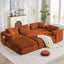 LLappuil Sectional Sofa, Oversized 138" Sectional Couch Convertible Sofa Bed, 6 Seat Corduroy Sofa Couch with Side Pocket for Living Room, No Assembly Orange