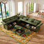 LLappuil Modular Sectional Sofa, Sectional Couch with Storage Seat, Oversized Corduroy Sofa Couch with Adjustable Arms Backs for Living Room Green