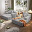 LLappuil 2 Piece Chaise Lounge Chair Indoor, Corduroy Boneless Sofa Bed, Deep Seat Sleeper Couch Reading Chairs, Cloud Sofas Couches for Living Room, No Assembly Required Light Gray