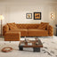LLappuil Pull Out Sofa Bed King Size, 98" Tufted 3 Seat Sofa Convertible Sleeper Sofa Bed, Oversized 28" Deep Seat Velvet Sofa Couch for Living Room Orange