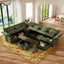 LLappuil Modular Sectional Sofa, Sectional Couch with Storage Seat, Oversized Corduroy Sofa Couch with Adjustable Arms Backs for Living Room Green