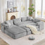 LLappuil Sectional Sofa, Oversized 138" Sectional Couch Convertible Sofa Bed, 6 Seat Corduroy Sofa Couch with Side Pocket for Living Room, No Assembly Gray