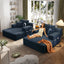 LLappuil 2 Piece Chaise Lounge Chair Indoor, Corduroy Boneless Sofa Bed, Deep Seat Sleeper Couch Reading Chairs, Cloud Sofas Couches for Living Room, No Assembly Required Blue