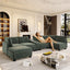 LLappuil 121" Sectional Sofa, Modular Sectional Couch Convertible Sofa Bed, Chenille Cloud Sofa Couch with Hidden Storage & USB Ports & Cup Holders & Bluetooth Speaker for Living Room Green