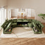 LLappuil Modular Sectional Sofa, Oversiezed Curved Sectional Couch with Storage & Hexagon Seat, Corduroy Sectional Sofa with Adjustable Arms & Backs for Living Room Green