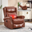 LLappuil Recliner Chair, 360° Swivel Massage Recliner Chair with Heat, Genuine Leather Nursery Glider Rocker Manual Recliner Chair with Side Pockets for Living Room, Bedroom Dark Brown