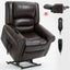 LLappuil Lift Power Recliner Chair, Dual Motor Massage Recliner Chair with Heat, Genuine Leather Nursery Glider Rocker Recliner Chair for Living Room, Bedroom Brown