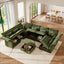 LLappuil Modular Sectional Sofa, Sectional Couch with Storage Seat, Oversized Corduroy Sofa Couch with Adjustable Arms Backs for Living Room Green