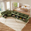 LLappuil Modular Sectional Sofa, Oversiezed Curved Sectional Couch with Storage & Hexagon Seat, Corduroy Sectional Sofa with Adjustable Arms & Backs for Living Room Green