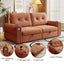 LLappuil 77" Pull Out Sofa Bed Queen Size, Loveseat Sofa Convertible Sofa Bed with USB Port Cupholders, Chenille Sofa Couch for Living Room Orange