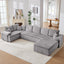 LLappuil 144" Sectional Sofa, Oversized Modular Sectional Couch with Chaise, Magazine Pockets, Removable Armrests, Cloud Boneless Corduroy Sofa Convertible Sofa Bed for Living Room