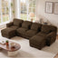 LLappuil 132" Sectional Sofa, U Shaped Modular Sectional Couch with Double Movable Ottoman, Cloud Corduroy Sofa Couch for Living Room