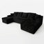 LLappuil 131" Sectional Sofa, U Shaped Sectional Couch with Chaise, Boneless Corduroy Sofa Couch for Living Room Black