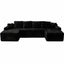 LLappuil 131" Sectional Sofa, U Shaped Sectional Couch with Chaise, Boneless Corduroy Sofa Couch for Living Room Black