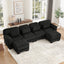 LLappuil 132" Sectional Sofa, U Shaped Modular Sectional Couch with Double Movable Ottoman, Cloud Corduroy Sofa Couch for Living Room
