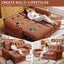 LLappuil 77" Pull Out Sofa Bed Queen Size, Loveseat Sofa Convertible Sofa Bed with USB Port Cupholders, Chenille Sofa Couch for Living Room Orange