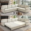 LLappuil 118" Sectional Sofa, 6 Seat Sofa Couch Convertible Sofa Bed, Chenille Sofa with Pull Out Sofa Bed for Living Room Beige