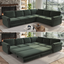 LLappuil 118" Sectional Sofa, 6 Seat Sofa Couch Convertible Sofa Bed, Chenille Sofa with Pull Out Sofa Bed for Living Room Green