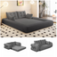 LLappuil 79" Futon Convertible Sofa Bed, Teddy Human Dog Bed, Floor Lazy Sofa Bed for Living Room Gray