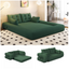 LLappuil 79" Futon Convertible Sofa Bed, Teddy Human Dog Bed, Floor Lazy Sofa Bed for Living Room Green