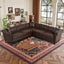 LLappuil Sectional Sofa, 100" x 100" Chesterfield Sofa with Rolled Arms and Nailhead, 5 Seat Faux Leather Tufted Couch for Living Room Brown