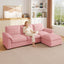 LLappuil Sectional Sofa, Cloud Sectional Couch with Movable Ottoman, 4 Seat Chenille Sofa Couch for Living Room Pink
