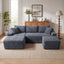 LLappuil Sectional Sofa, 94.5" U Shaped Modular Sectional Couch with Right Chaise, Cloud Courduroy Sofa Couch with Movable Ottoman for Living Room Gray