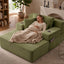 LLappuil Chaise Lounge Chair Indoor, Corduroy Boneless Sofa Bed with Cup Holder, Deep Seat Sleeper Couch Reading Chairs, Cloud Sofas Couches for Living Room, No Assembly Required Green