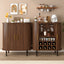 LLappuil 28" Wine Bar Cabinet, Coffee Bar Cabinet with 8-Grid Wine Rack, 5-Level Adjustable Shelves, 2 Glass Holders, 4 Hidden Storage Space