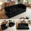 LLappuil 78" Corduroy Sofa Bed, Floor Sofa Convertible Sofa Bed, Loveseat Sofa for Living Room, No Assembly Black
