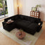 LLappuil Sectional Sofa, Sectioanl Couch with Pull Out Sofa Bed, Corduroy Sofa Couch with Storage Chaise, Hidden Storage Armrest, Small Toptable, USB & Type-c Charging Port for Living Room Black