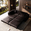 LLappuil King Size Pull Out Sofa Bed, Oversized Faux Leather 4 Seat Sofa Convertible Sleeper Sofa Bed Dark Brown