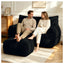 LLappuil Loveseat Sofa, 2 Seater Lazy Sofa Couch with Ottoman, Corduroy Bean Bag Chair for Living Room, Bedroom, Home Office Black
