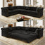 LLappuil 115" Sectional Sofa, Oversized Sectional Couch with Pull Out Sofa Bed King Size, Velvet Button Tufted Chesterfield Sofa Couch with Trim Rolled Arms for Living Room Black