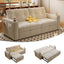 LLappuil 73" Pull Out Sofa Bed Queen Size, Loveseat Sofa Convertible Sleeper Sofa Bed, Corduroy Sofa Couch for Living Room Beige