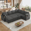 LLappuil 110" Sectional Sofa, Sectional Couch with Pull Out Sofa Bed Queen Size, 6 Seat Chenille Sofa with Hidden Storage Armrest, Cup Holders, Charging Ports for Living Room Gray