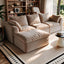 LLappuil 97" Sectional Sofa, L Shaped Sectional Couch with Ottoman, Linen Boneless Cloud Couch for Living Room