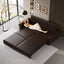 LLappuil King Size Pull Out Sofa Bed, Oversized Loveseat Sofa Convertible Sleeper Sofa Bed, Faux Leather Sofa Couch for Living Room Apartment Dark Brown
