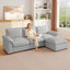 LLappuil Sectional Sofa, Cloud Sectional Couch with Movable Ottoman, 4 Seat Chenille Sofa Couch for Living Room Gray