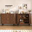 LLappuil 39" Wine Bar Cabinet, Coffee Bar Cabinet with 6 Wine Racks, 3 Glass Holders, 4 Hidden Storage Space