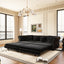 LLappuil Pull Out Sofa Bed King Size, 89" Chesterfield Sofa Convertible Sleeper Sofa Bed, Velvet 3-Seater Sofa with Movable Ottoman for Living Room Black