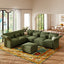 LLappuil Modular Sectional Sofa, Sectional Couch with Storage Seat, Oversized Corduroy Sofa Couch with Adjustable Arms Backs for Living Room Green