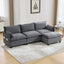 LLappuil Sectional Sofa, 4 Seat Corduroy Cloud Sofa Couch with Reversible Ottoman for Living Room Gray