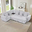 LLappuil 110" Sectional Sofa, Oversized Sectional Couch with Pull Out Sofa Bed, 6 Seat Corduroy Sofa with USB Port Corner Coffee Table Cup Holder Convertible Sofa Bed for Living Room Light Gray