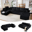 LLappuil 144" Sectional Sofa, Oversized Modular Sectional Couch with Chaise, Magazine Pockets, Removable Armrests, Cloud Boneless Corduroy Sofa Convertible Sofa Bed for Living Room