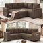 LLappuil 76" x 76" Sectional Sofa, Sectional Couch with Pull Out Sofa Bed Twin Size, 4 Seat Sofa Couch with Cup Holders & Side Pocket Convertible Sofa Bed for Living Room, Polyester Brown