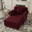 LLappuil Accent Chair with Ottoman, Velvet Reading Single Sofa Chair for Living Room Red