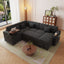 LLappuil Sectional Sofa, Sectioanl Couch with Pull Out Sofa Bed, Corduroy Sofa Couch with Storage Chaise, Hidden Storage Armrest, Small Toptable, USB & Type-c Charging Port for Living Room Dark Gray