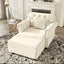 LLappuil Accent Chair with Ottoman, Velvet Reading Single Sofa Chair for Living Room Beige
